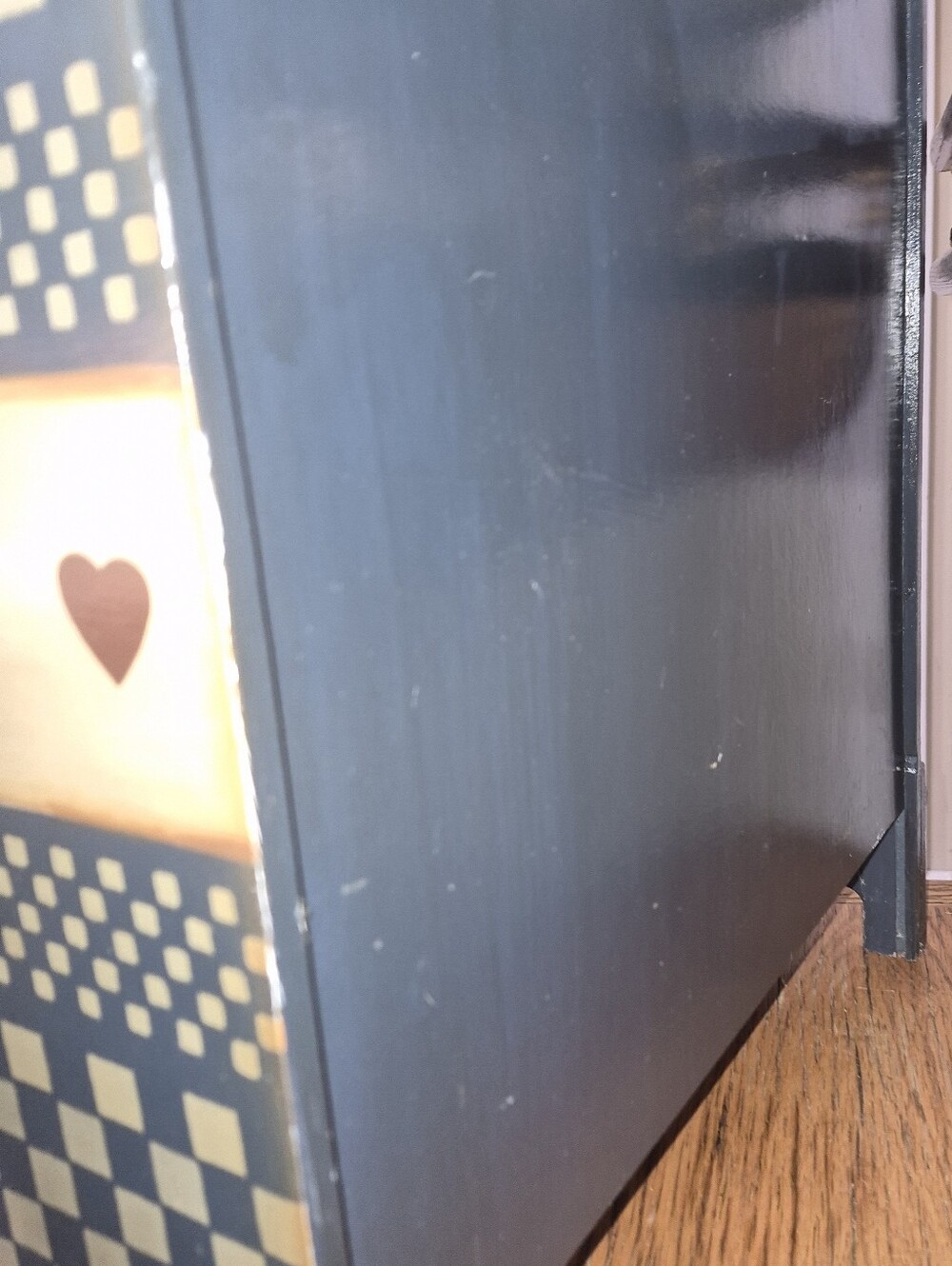 Vintage Country Folk Art Mini Chest–Hand-Painted Checkered & Heart Accent Drawer - Picture 7 of 11